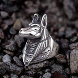 Anubis Sterling Silver Egyptian Mythology Ring 01 | Gthic.com