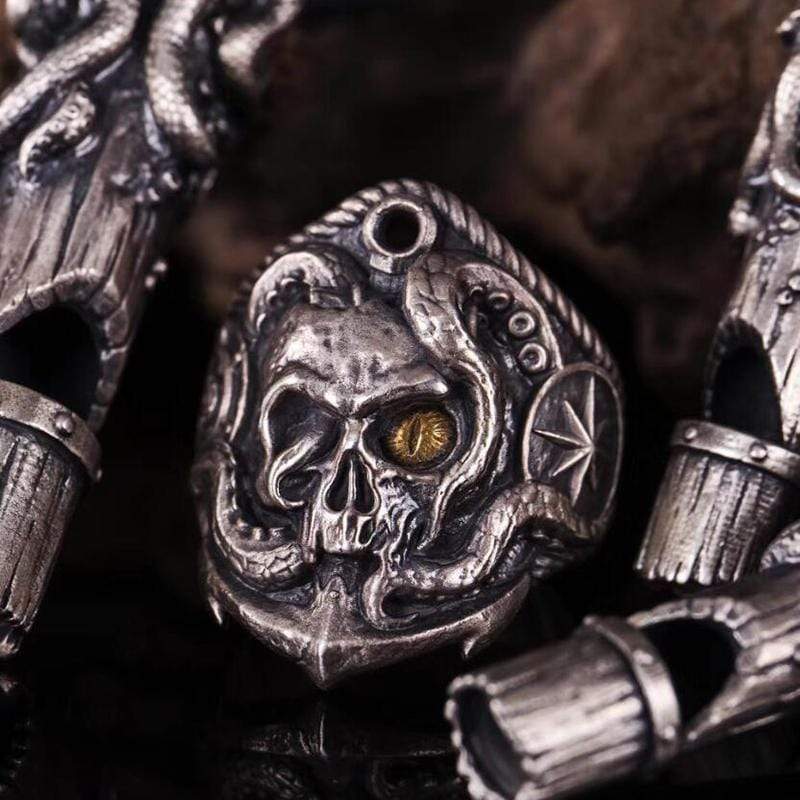 Pirate Anchor Sterling Silver Skull Ring | Gthic.com