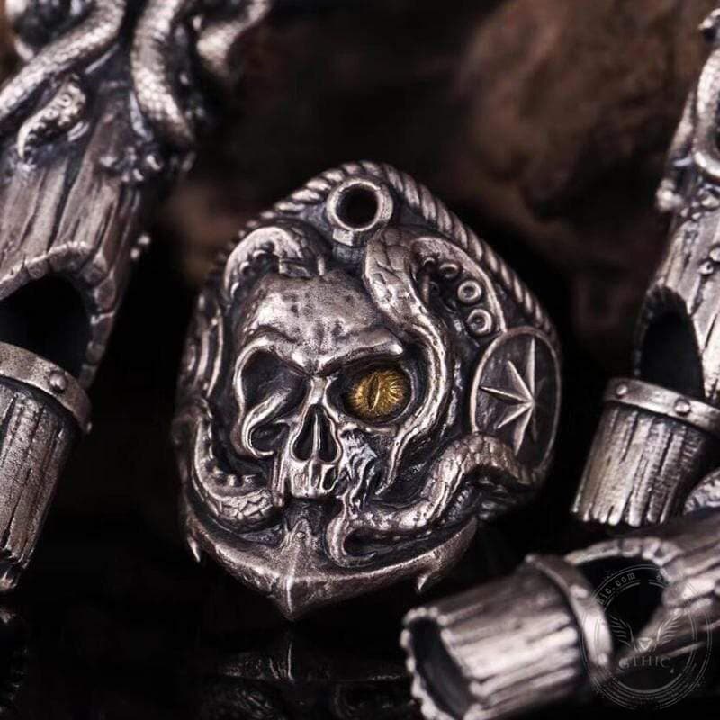 Pirate Anchor Sterling Silver Skull Ring | Gthic.com