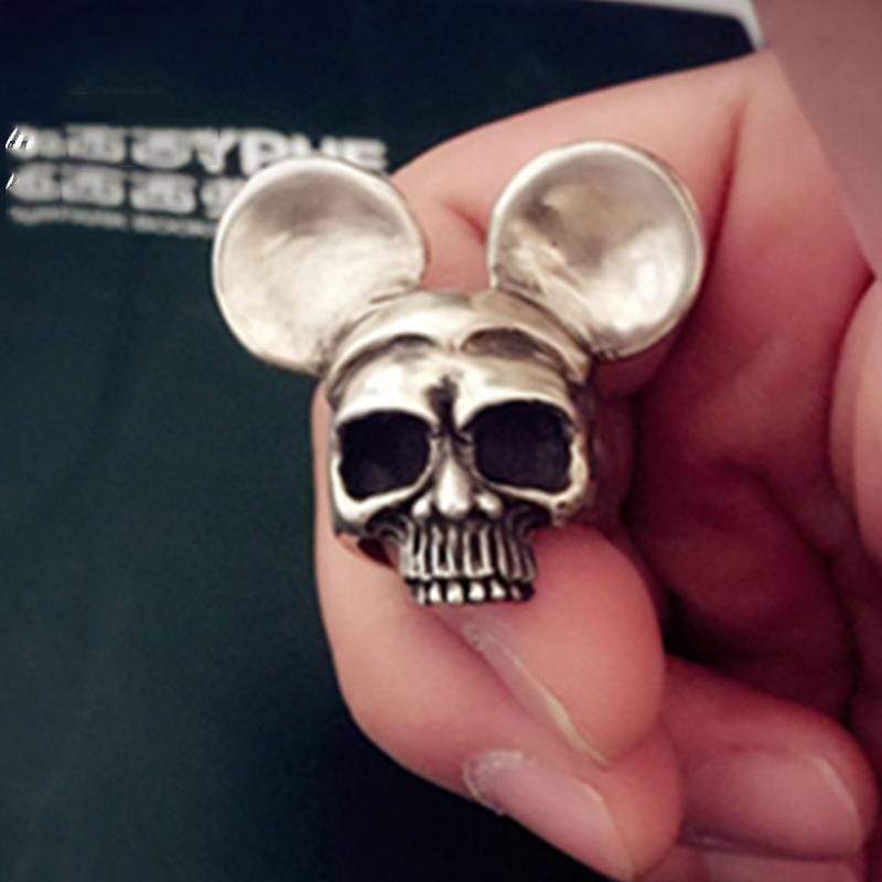 Classic Mickey Sterling Silver Skull Ring | Gthic.com