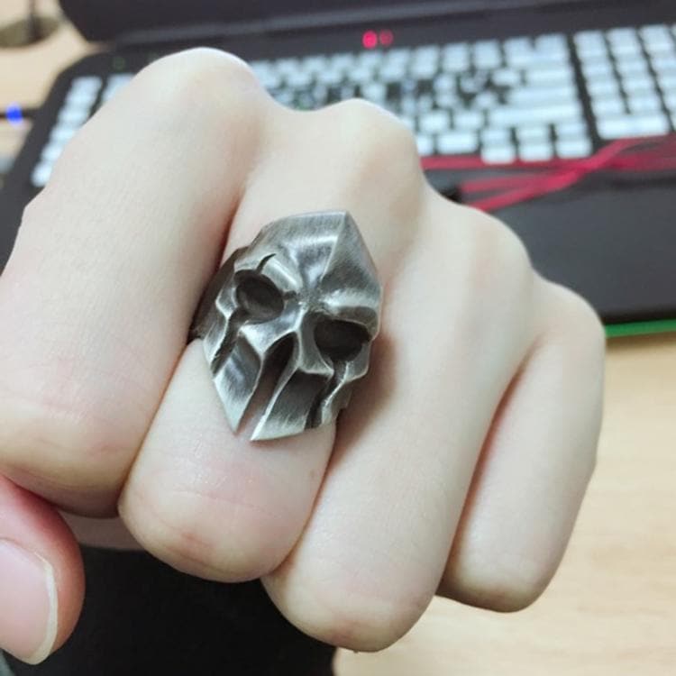 Spartan Knight Sterling Silver Skull Ring