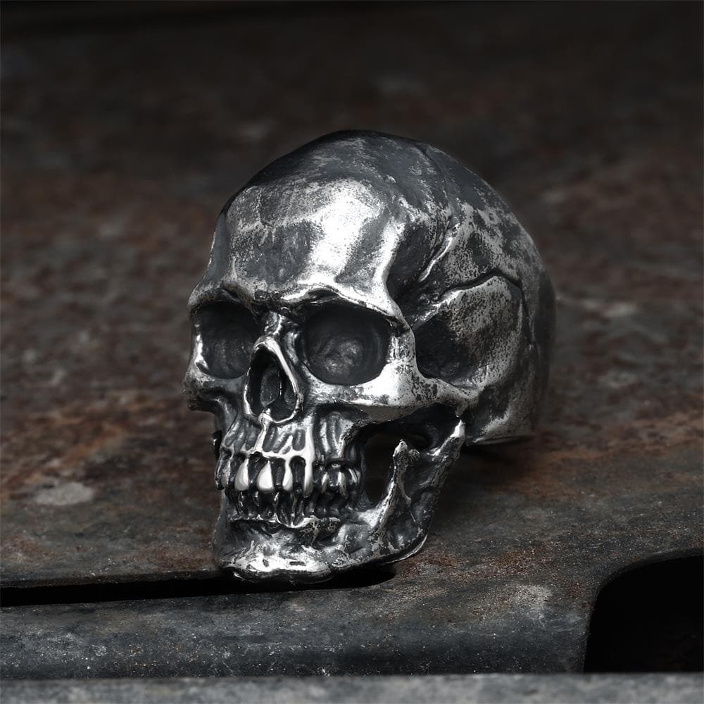 Bague tête de mort en argent sterling Calvarium