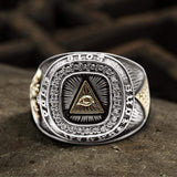 Eye of Providence Sterling Silver Masonic Ring 04 | Gthic.com