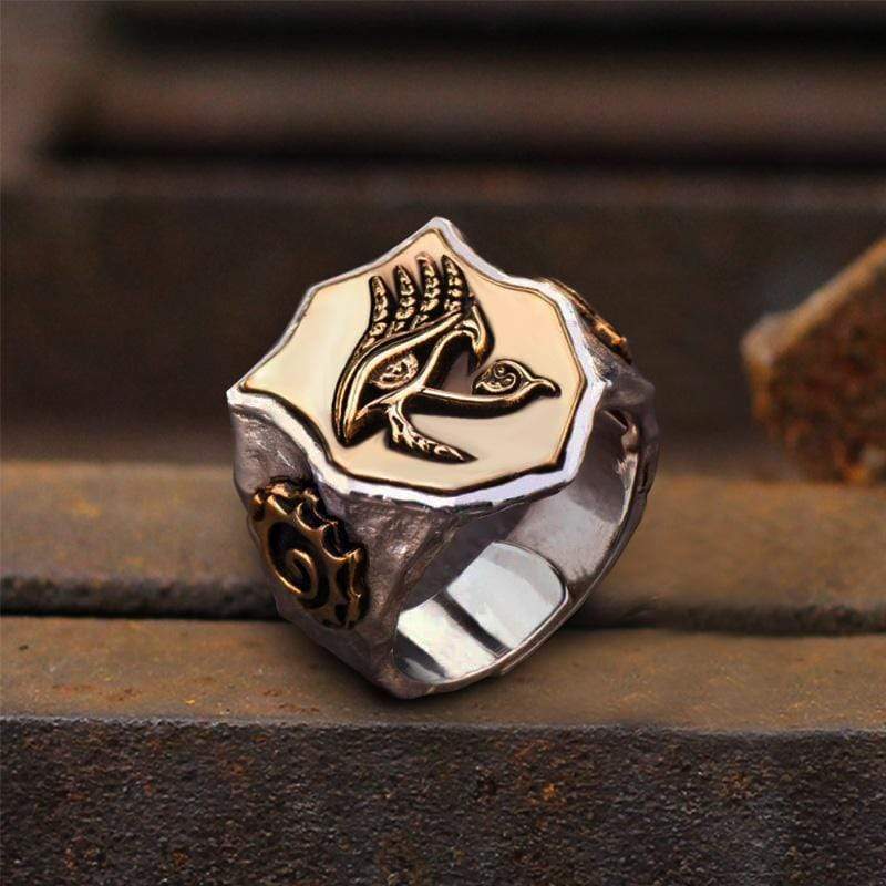 Horus Eyes Sterling Silver Egypt Mythology Ring