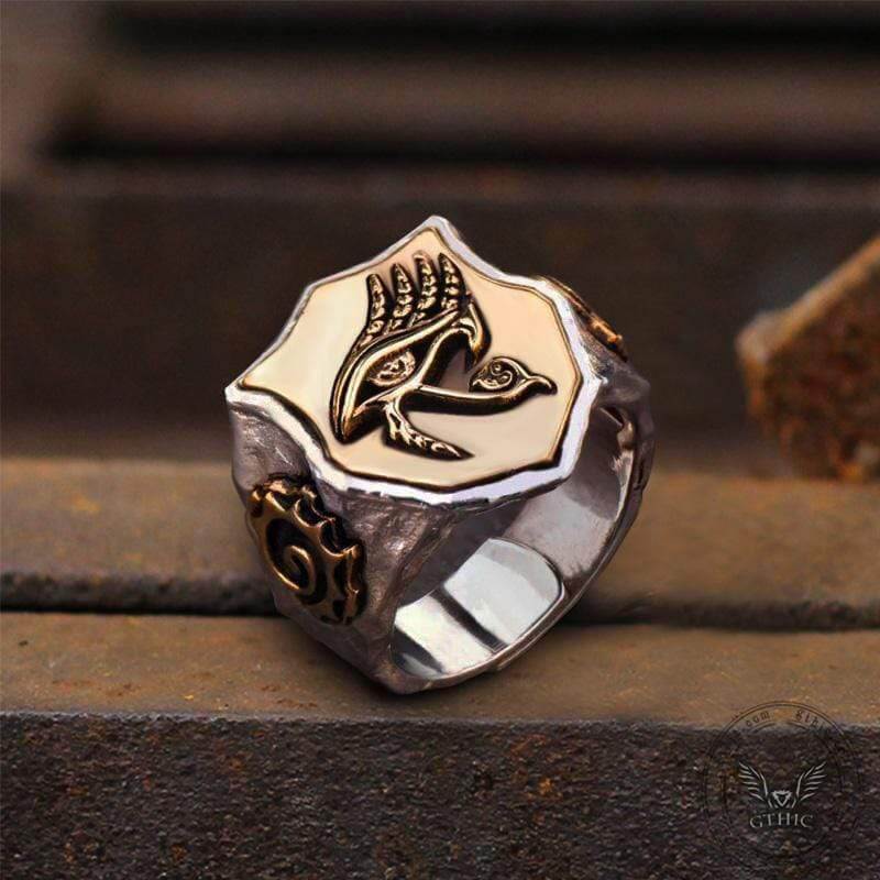 Horus Eyes Sterling Silver Egypt Mythology Ring