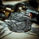 Odin Ravens Huginn and Munin Sterling Silver Viking Ring | Gthic.com