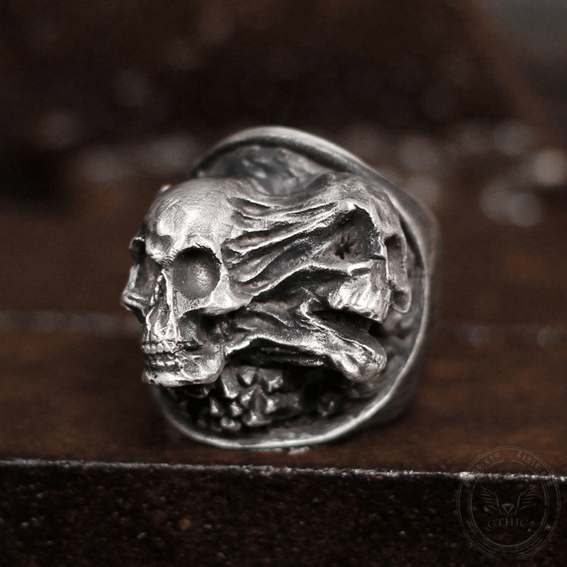 Ripped Soul Sterling Silver Brass Skull Ring