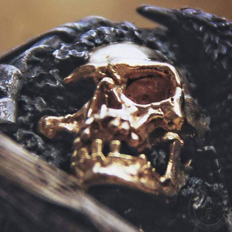 Crow sterling silver skull ring | Gthic.com