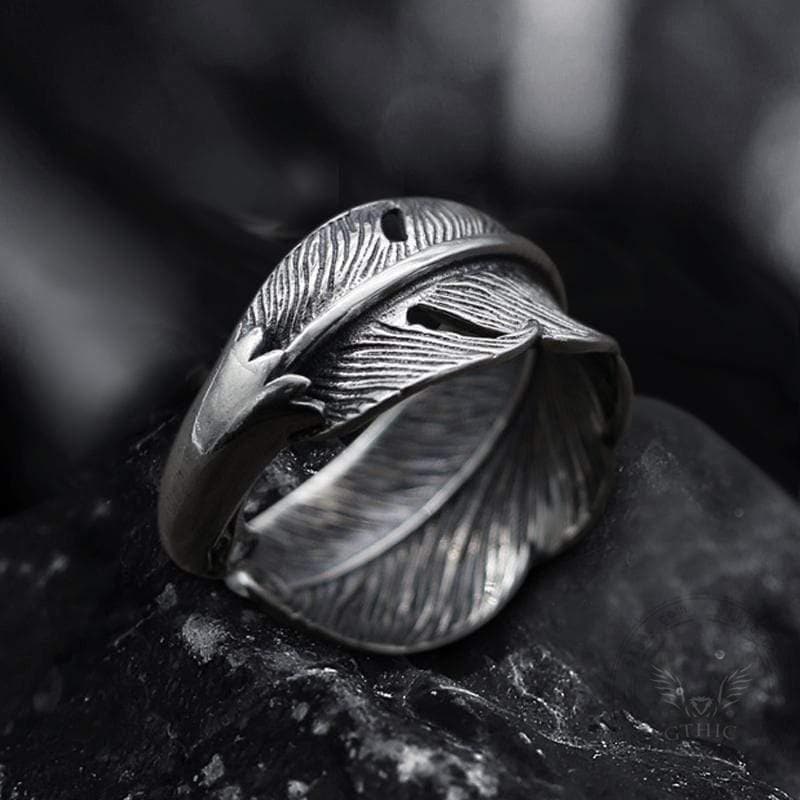 Indian Eagle Feather Sterling Silver Animal Ring | Gthic.com