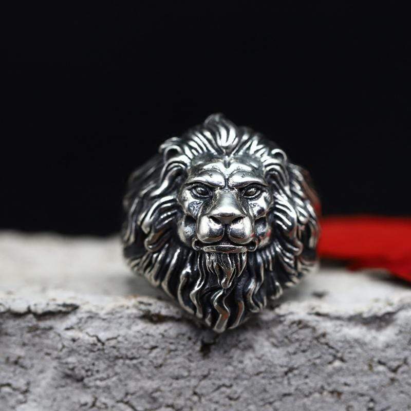 Diamond & Sapphire Eyes Silver Lion Ring - Men's Jewelry | Lazaro SoHo