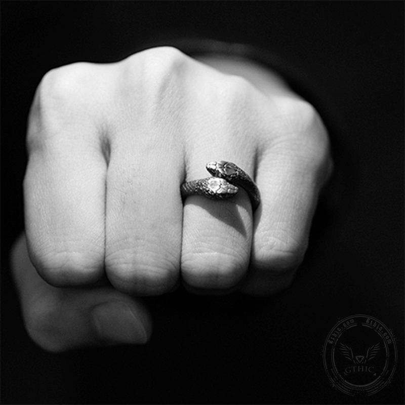 Greek Amphisbaena Sterling Silver Mythology Woman Ring | Gthic.com