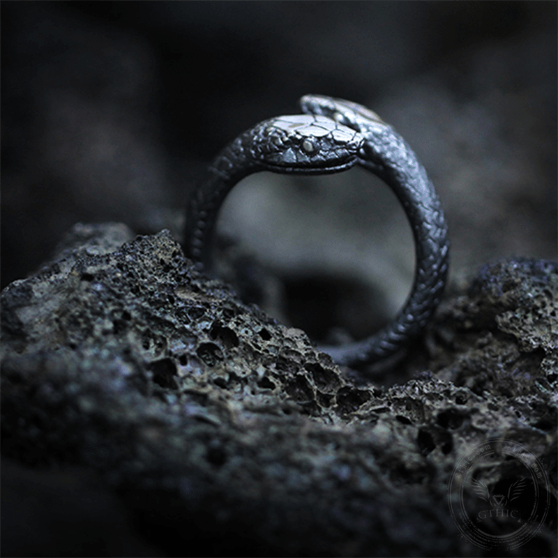 Greek Amphisbaena Sterling Silver Mythology Woman Ring | Gthic.com