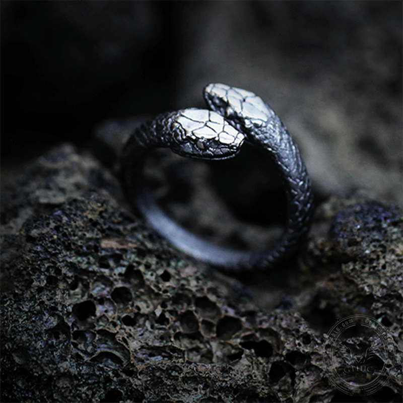 Greek Amphisbaena Sterling Silver Mythology Woman Ring| Gthic.com