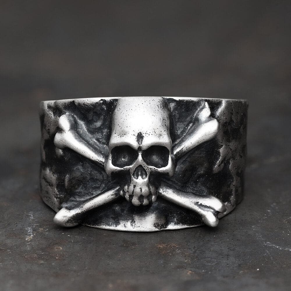 Crossbones Pirate Sterling Silver Skull Ring