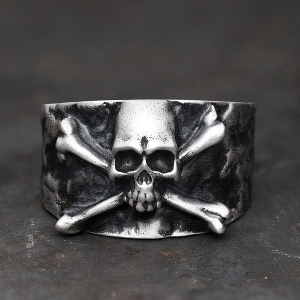 Crossbones Pirate Stainless Steel Skull Ring - Stainless