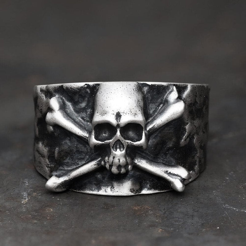 Melted Skull & Crossbones Signet Ring - Jewel Thief Brighton