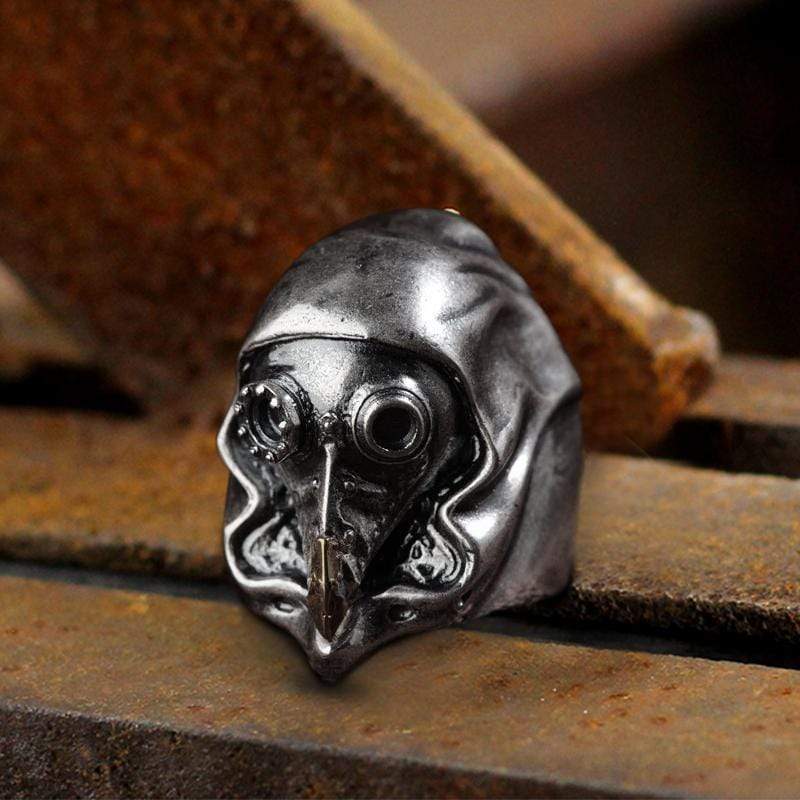 Plague Doctor Sterling Silver Skull Ring 03 | Gthic.com