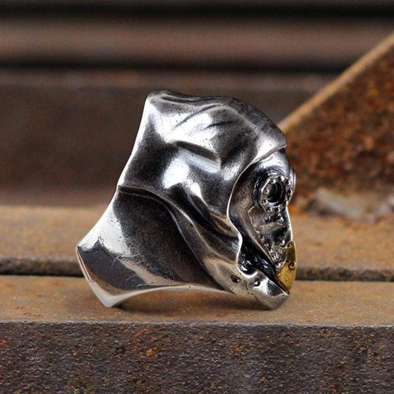 Plague Doctor Sterling Silver Skull Ring