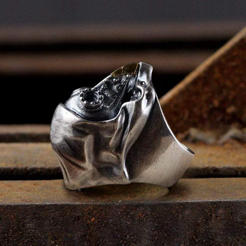 Anello teschio in argento sterling del dottore della peste