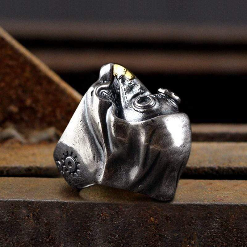 Anello teschio in argento sterling del dottore della peste