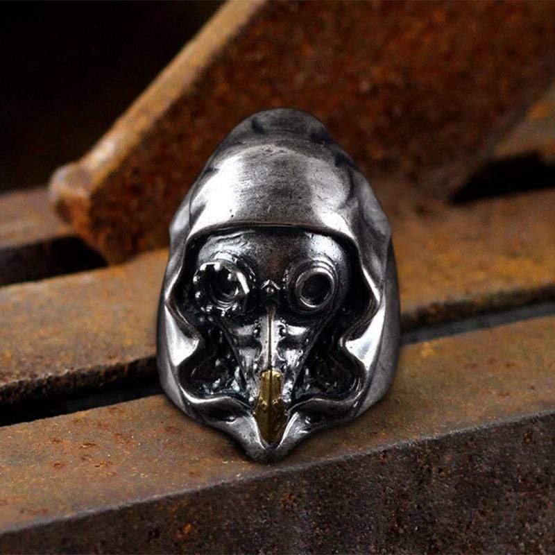 Bague tête de mort en argent sterling Plague Doctor