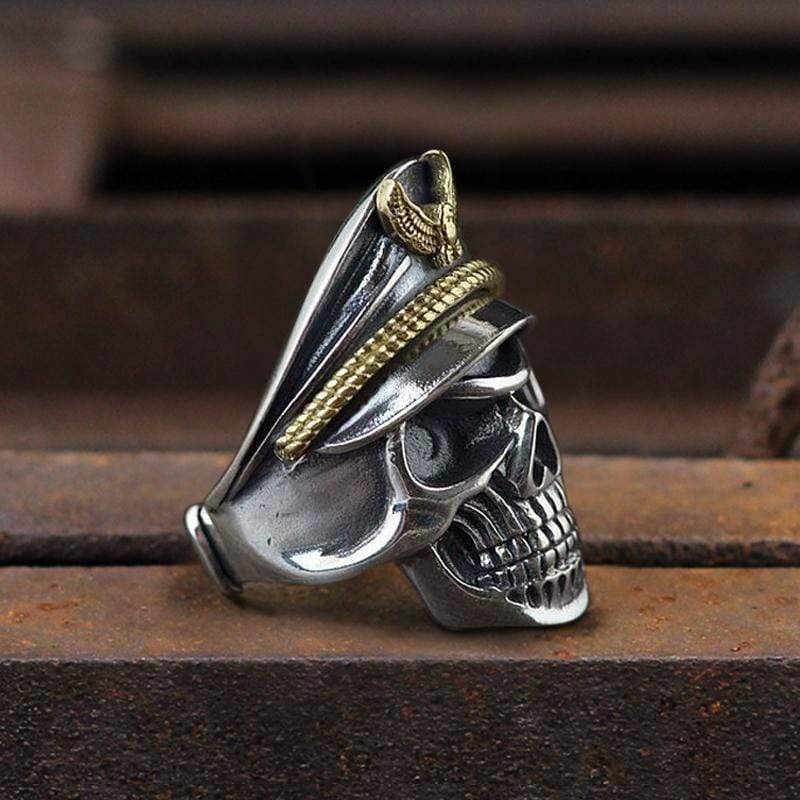 Naval Instructor Sterling Silver Skull Ring | Gthic.com