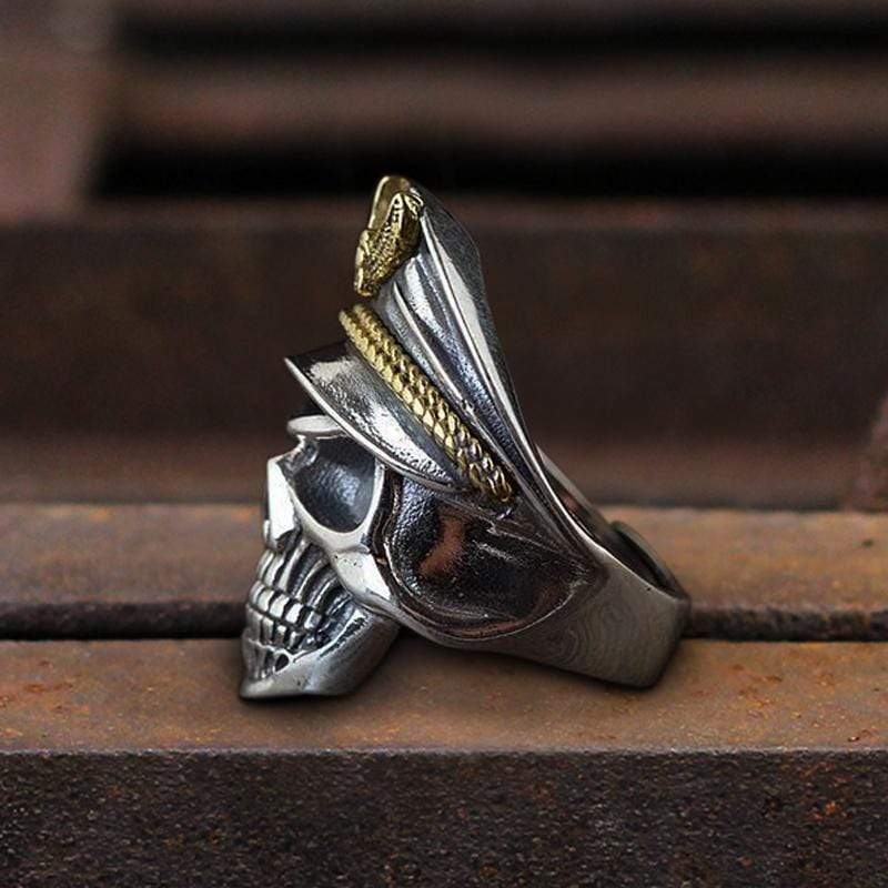 Bague tête de mort en argent sterling instructeur naval