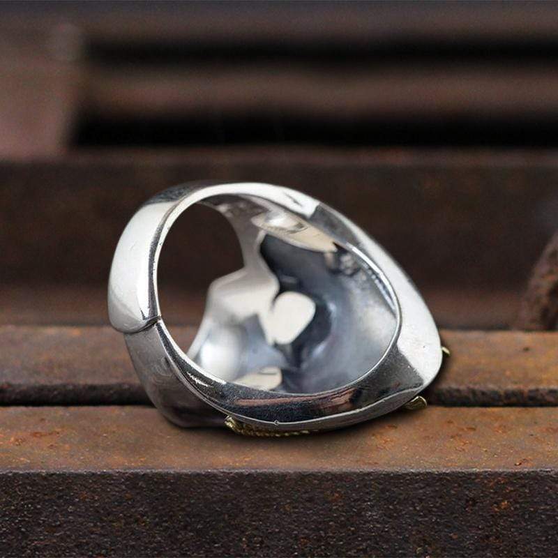 Bague tête de mort en argent sterling instructeur naval