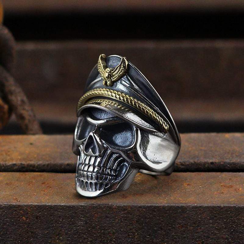 Naval Instructor Sterling Silver Skull Ring | Gthic.com