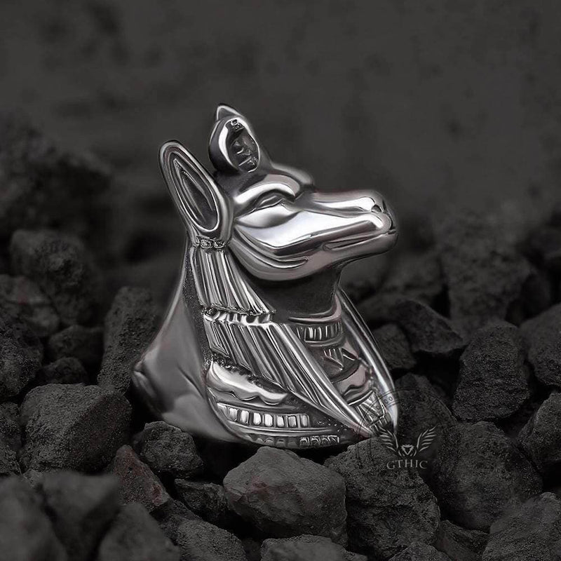 Anubis Sterling Silver Egyptian Mythology Ring 04 | Gthic.com