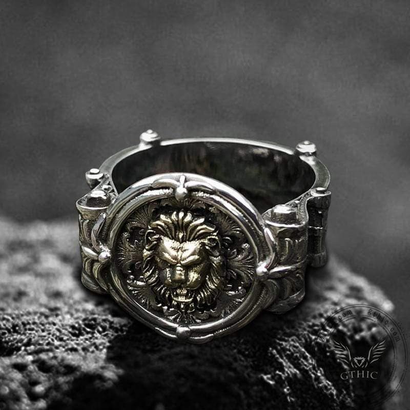Baroque Lion Sterling Silver Seal Ring | Gthic.com