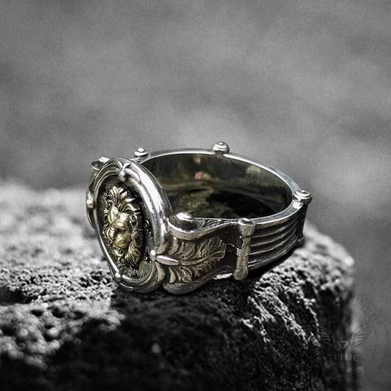 Silver Seel Ringe Baroque Lion Sterling Silver Seal Ring – GTHIC
