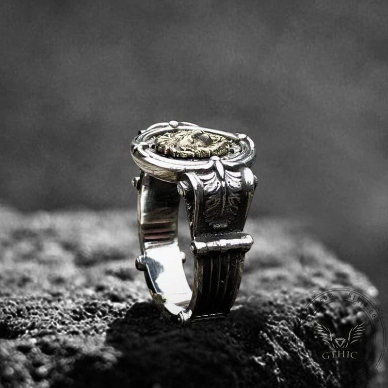 Silver Seel Ringe Baroque Lion Sterling Silver Seal Ring – GTHIC