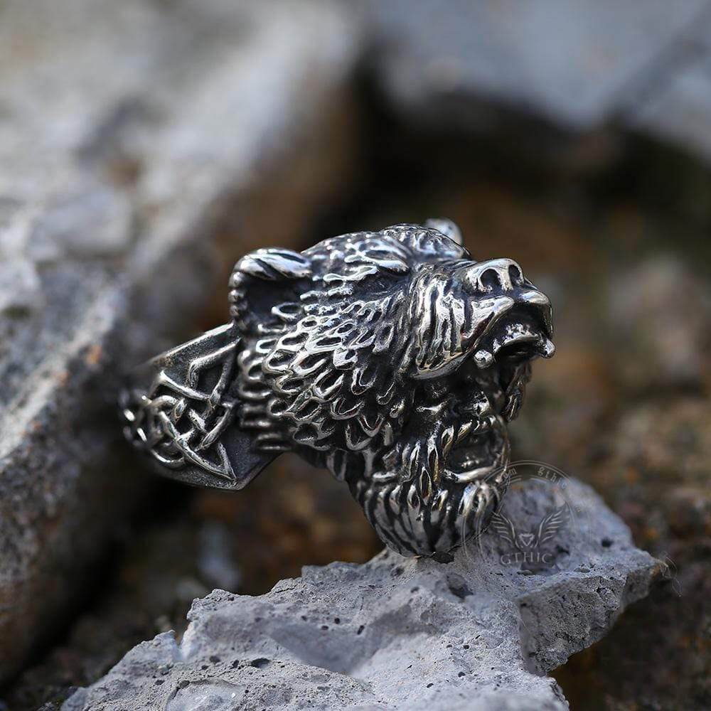 Bear Warrior Biker Viking Ring | Gthic.com