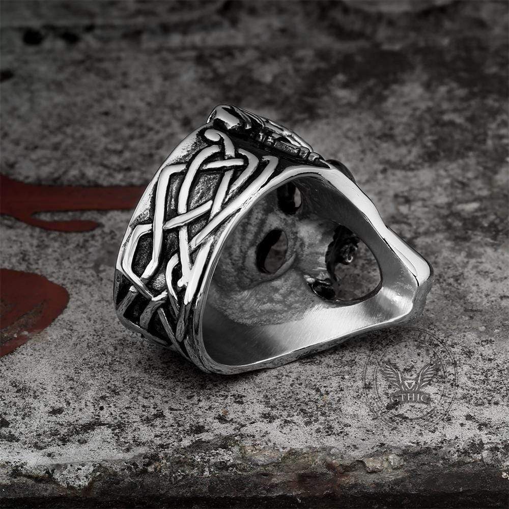 Bague tête de mort viking en acier inoxydable Berserker