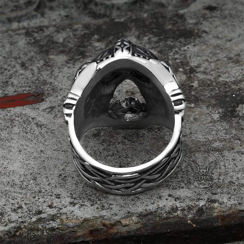 Bague tête de mort viking en acier inoxydable Berserker