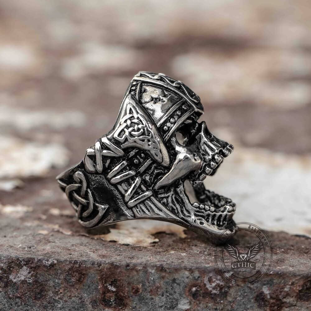 Bague tête de mort viking en acier inoxydable Berserker