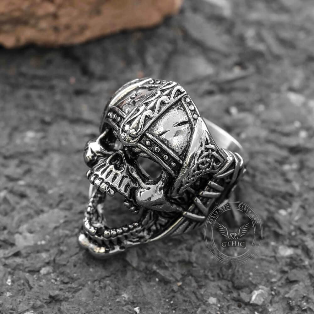 Bague tête de mort viking en acier inoxydable Berserker