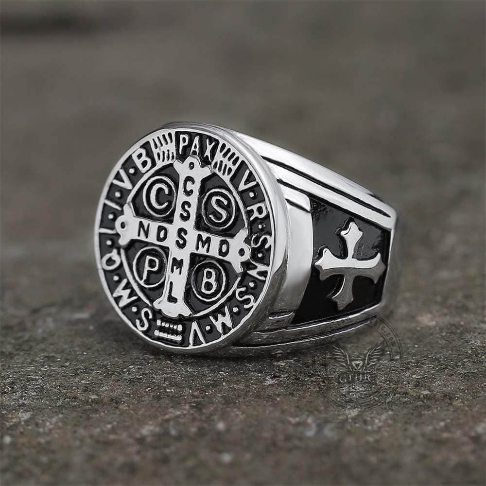 Benedict Stainless Steel Cross Ring – GTHIC - Main Image