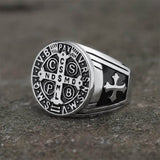 St. Benedict Stainless Steel Cross Ring 01 | Gthic.com