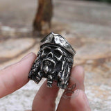 Black Pearl Pirates Stainless Steel Skull Ring | Gthic.com