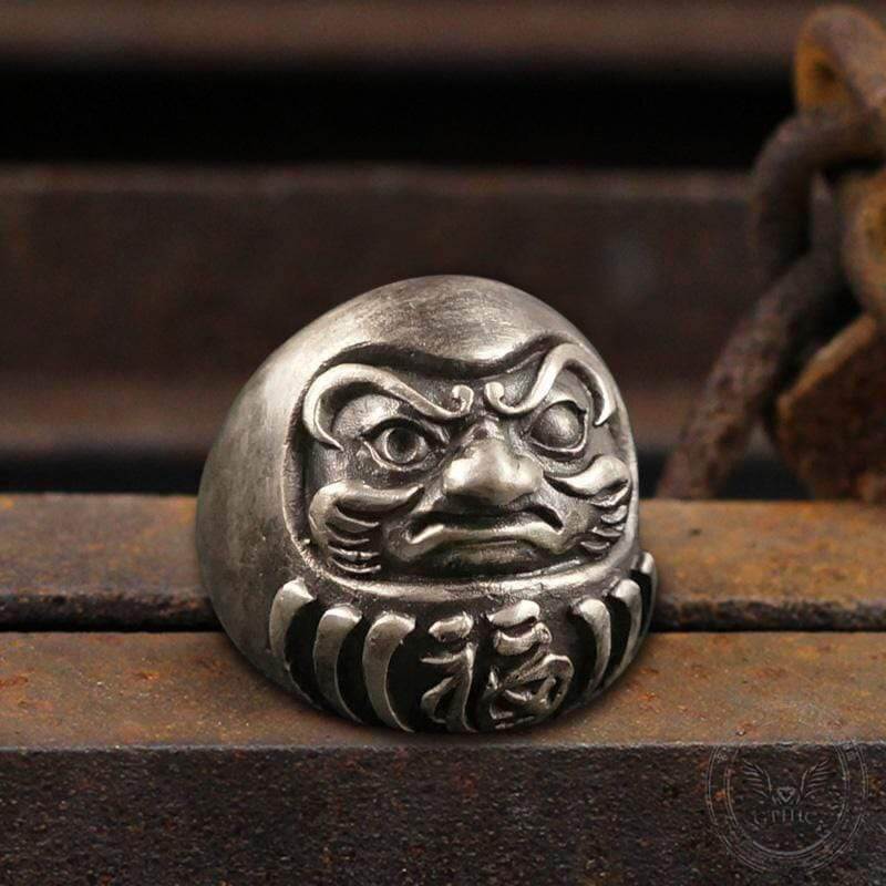 Blessed Japanese Dharma Tumbler Sterling Silver Brass Ring