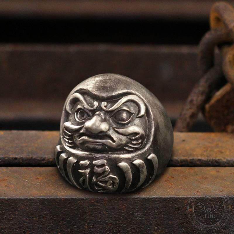 Blessed Japanese Dharma Tumbler Sterling Silver Brass Ring