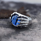 Dragon Eye Stainless Steel Skull Claw Ring 03 | Gthic.com