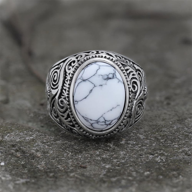 Mother Of Pearl Mens Anniversary White Gemstone Ring Vintage Heraldic  Jewelry | eBay