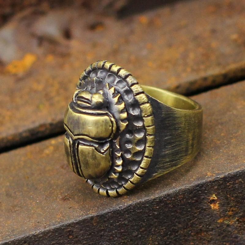 Dung Beetle Brass Egypt Ring