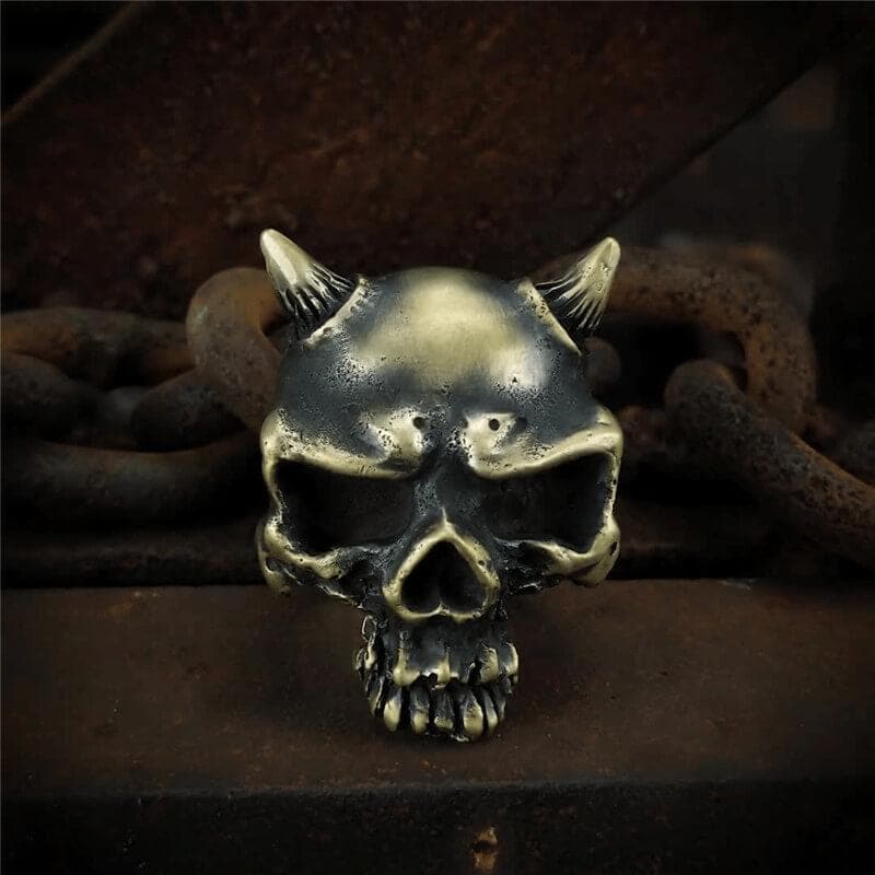 Hoorn Messing Skull Ring