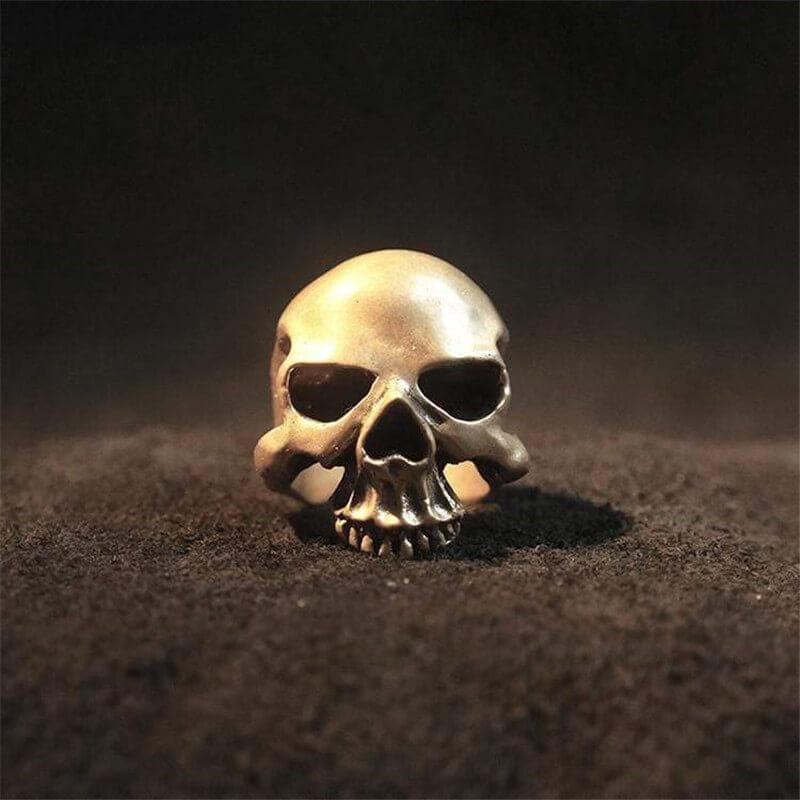 Bague tête de mort en argent sterling à texture mate