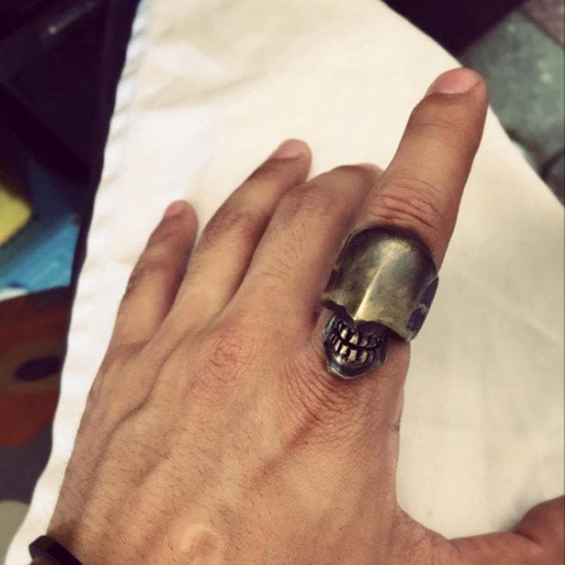 No Face Man Brass Skull Ring 03 | Gthic.com