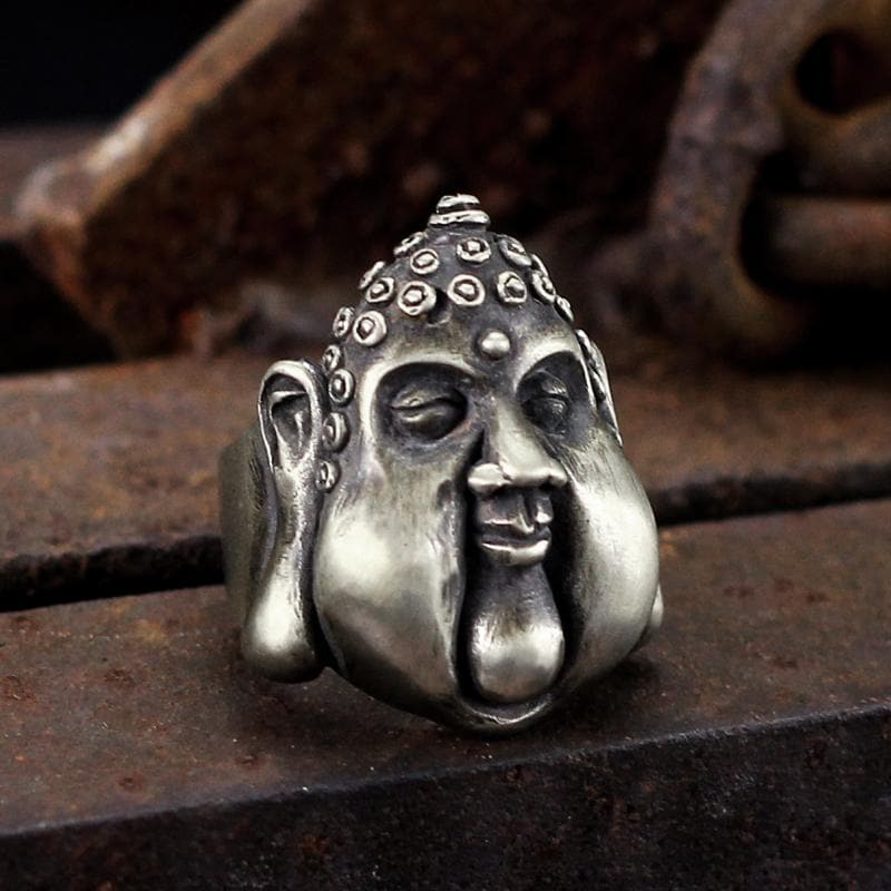 Smiling Buddha 925 Silver Ring